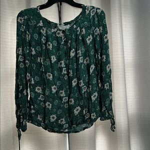 Lucky Brand Green Floral Blouse